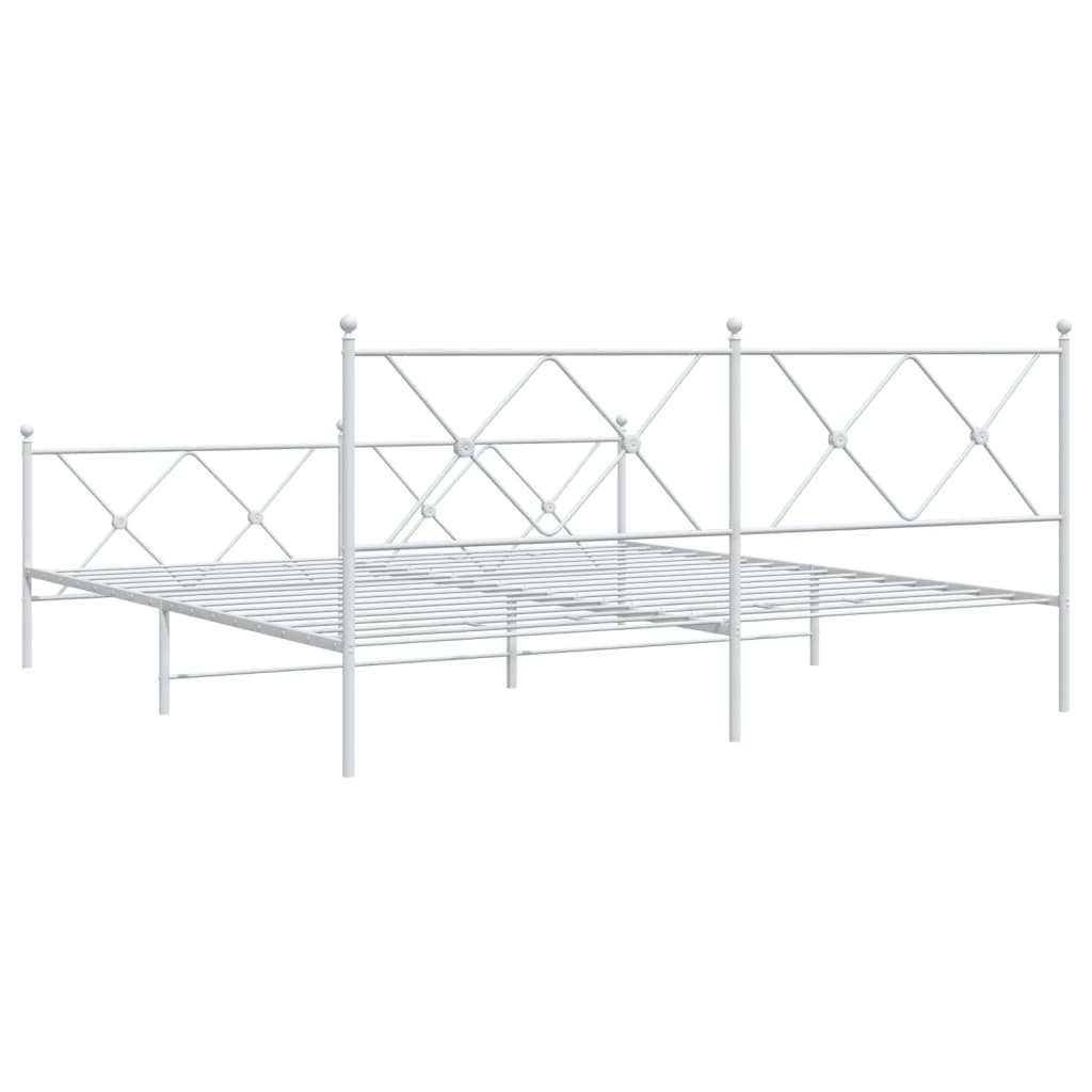 vidaXL Metal Bed Frame without Mattress with Footboard White 183x213cm