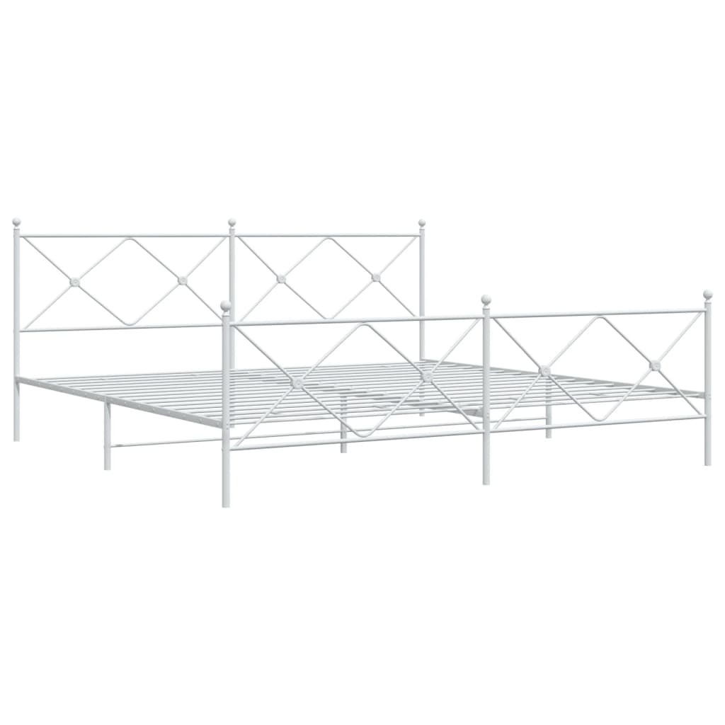 vidaXL Metal Bed Frame without Mattress with Footboard White 193x203cm