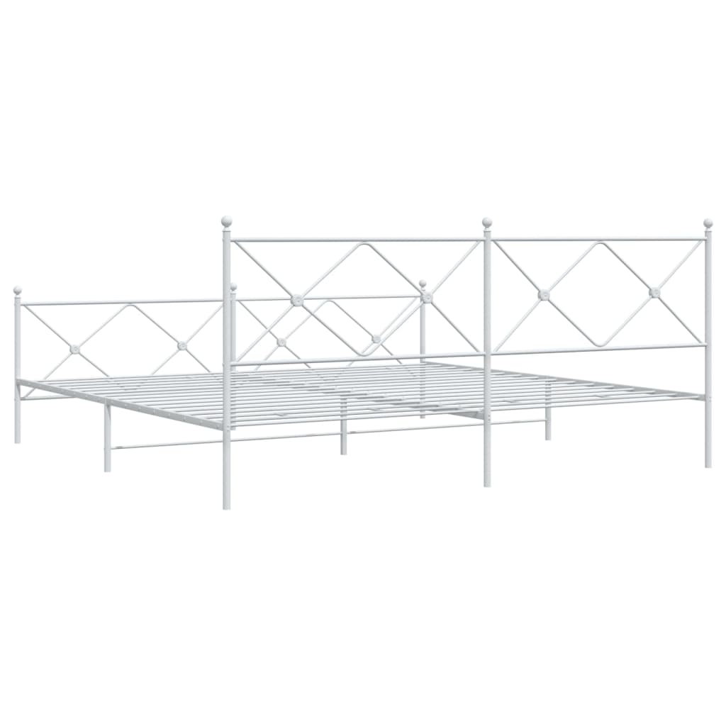 vidaXL Metal Bed Frame without Mattress with Footboard White 193x203cm