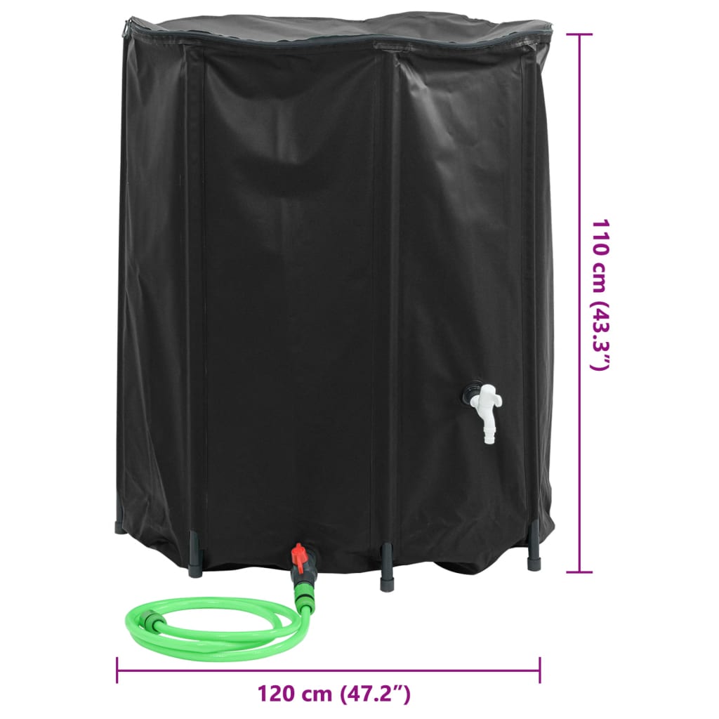 vidaXL Water Tank with Tap Foldable 1250 L PVC