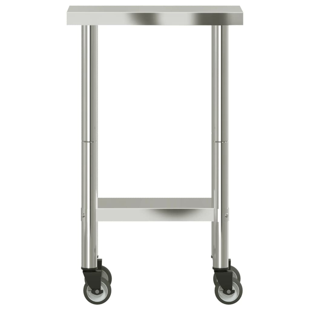 vidaXL Kitchen Work Table with Wheels 55x30x85 cm Stainless Steel