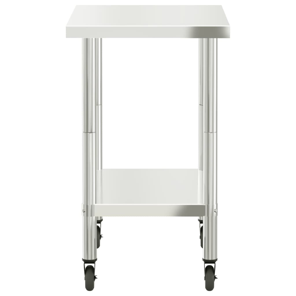 vidaXL Kitchen Work Table with Wheels 82.5x55x85 cm Stainless Steel