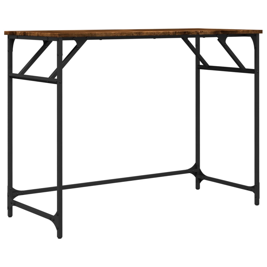 Desk Smoked Oak 100x45x76 cm Engineered Wood and Powder-coated Steel