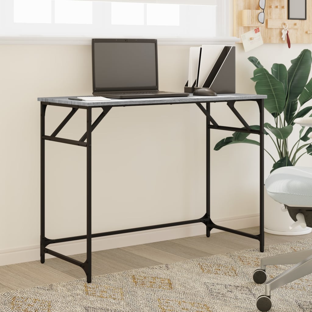 Desk Grey Sonoma 100x45x76 cm Engineered Wood and Powder-coated Steel