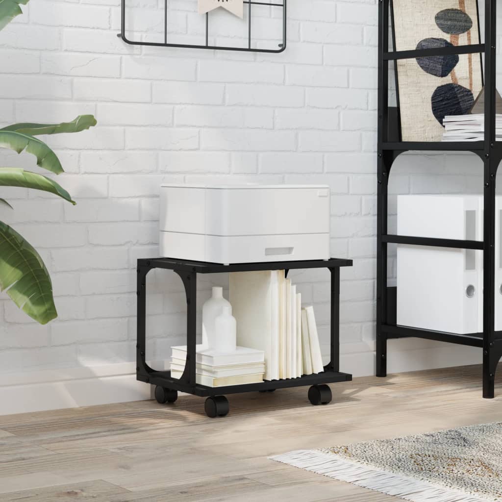 Printer Stand 2-Tier Black 41x28x33,5 cm Engineered Wood