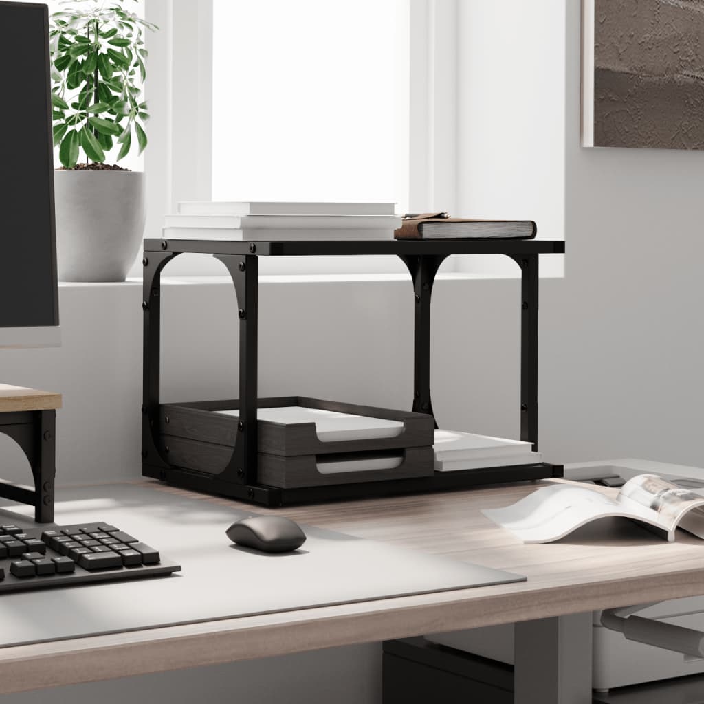 Printer Stand 2-Tier Black 41x28x33,5 cm Engineered Wood