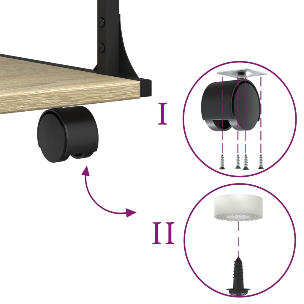 Printer Stand 3-Tier Sonoma Oak 43x48x64 cm Engineered Wood