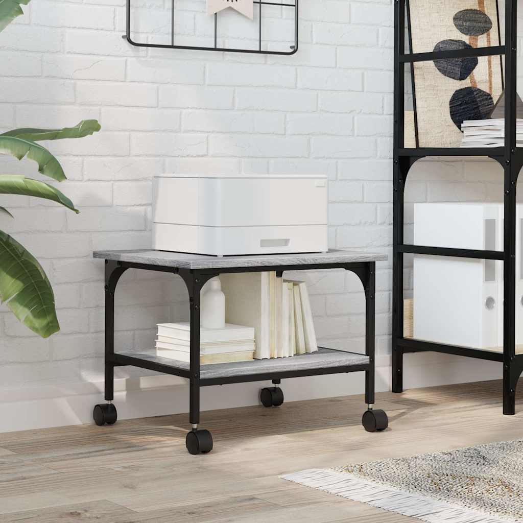 Printer Stand 2-Tier Grey Sonoma 50x40x38 cm Engineered Wood