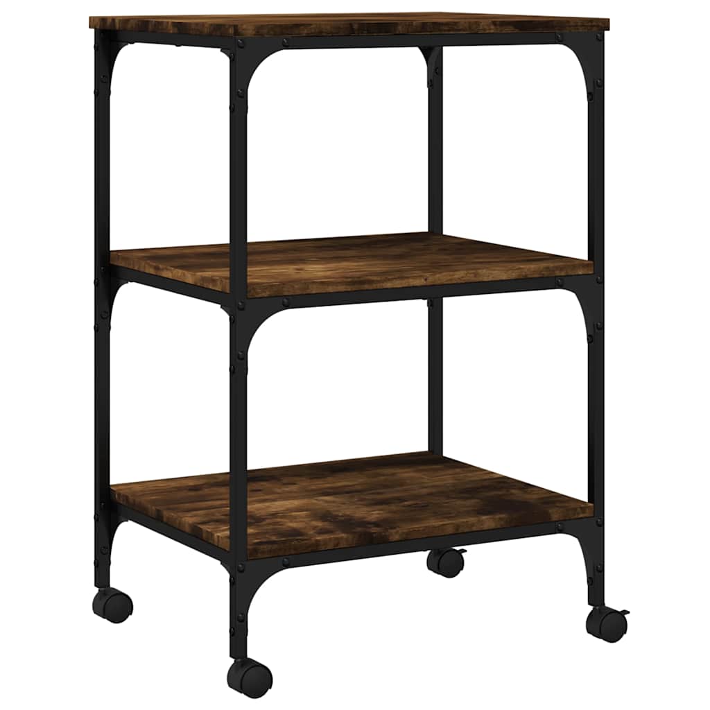 Printer Stand 3-Tier Smoked Oak 50x41x75 cm Engineered Wood