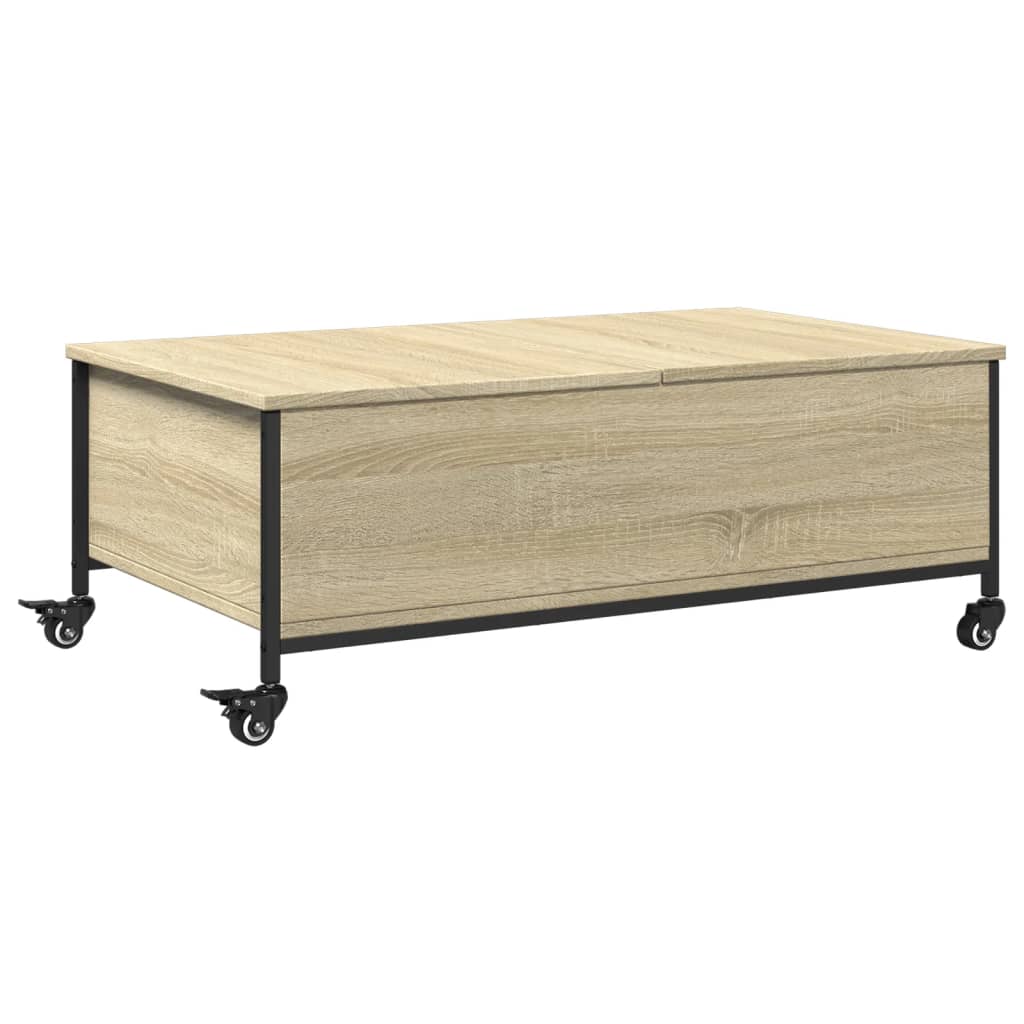 Coffee Table with Wheels Sonoma Oak 91x55x34 cm Engineered Wood