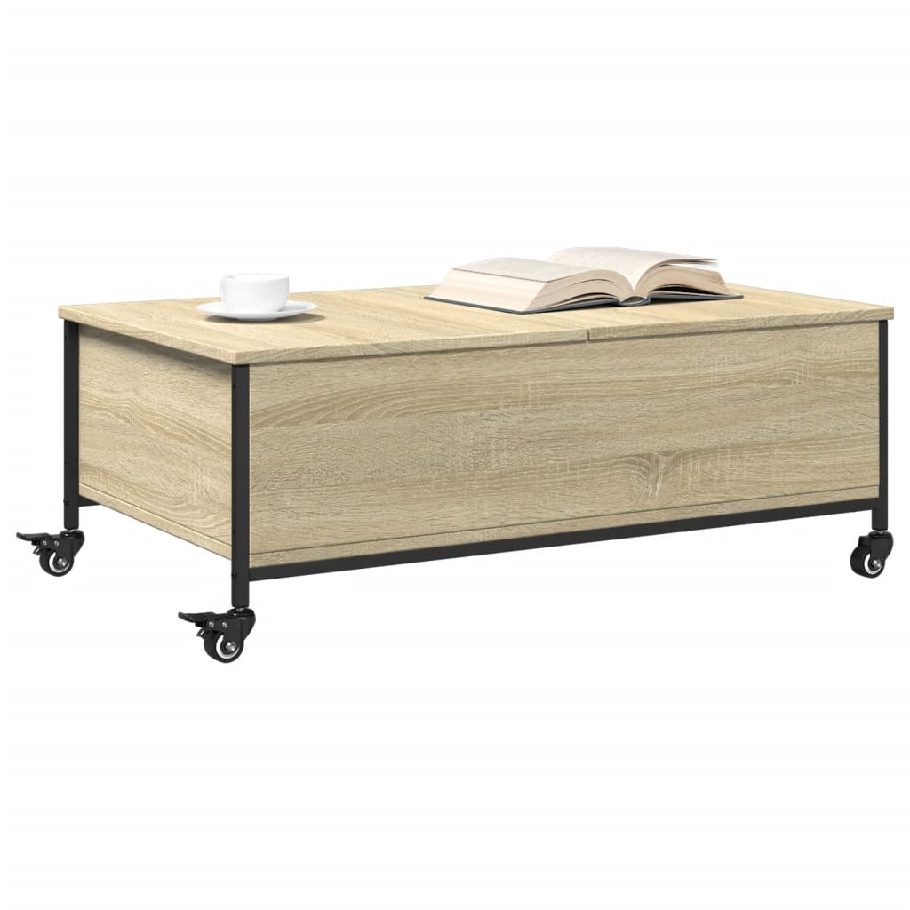 Coffee Table with Wheels Sonoma Oak 91x55x34 cm Engineered Wood