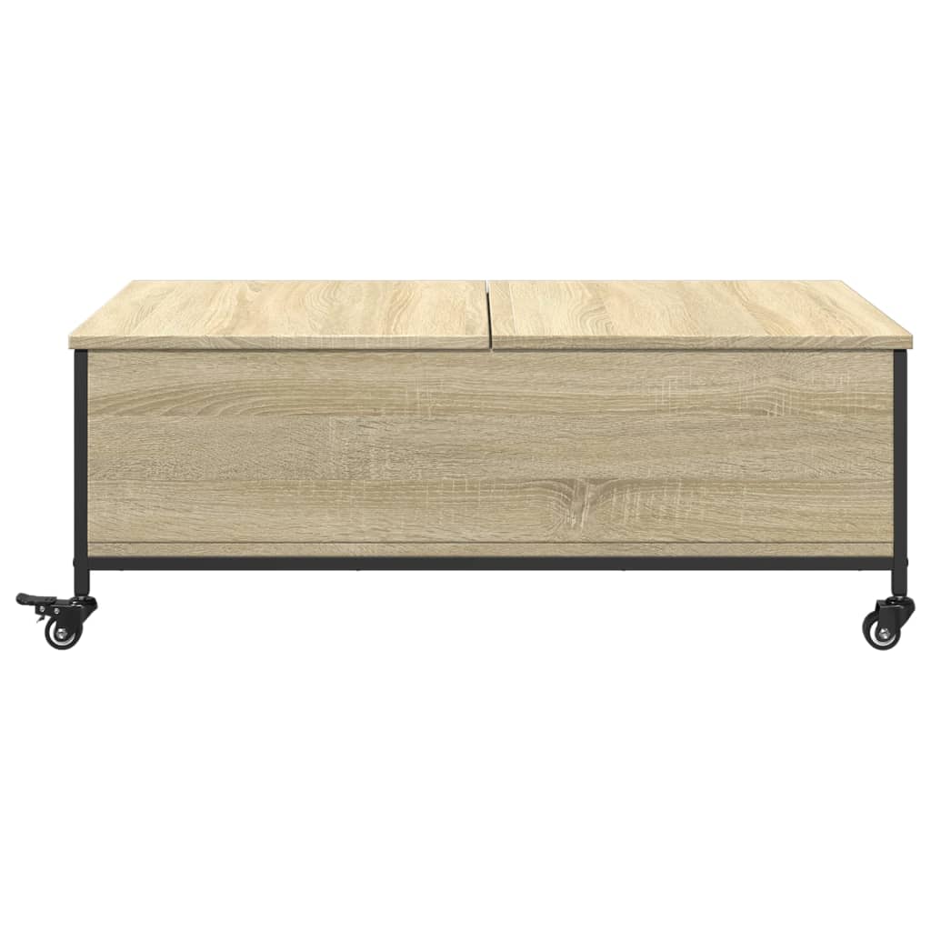 Coffee Table with Wheels Sonoma Oak 91x55x34 cm Engineered Wood