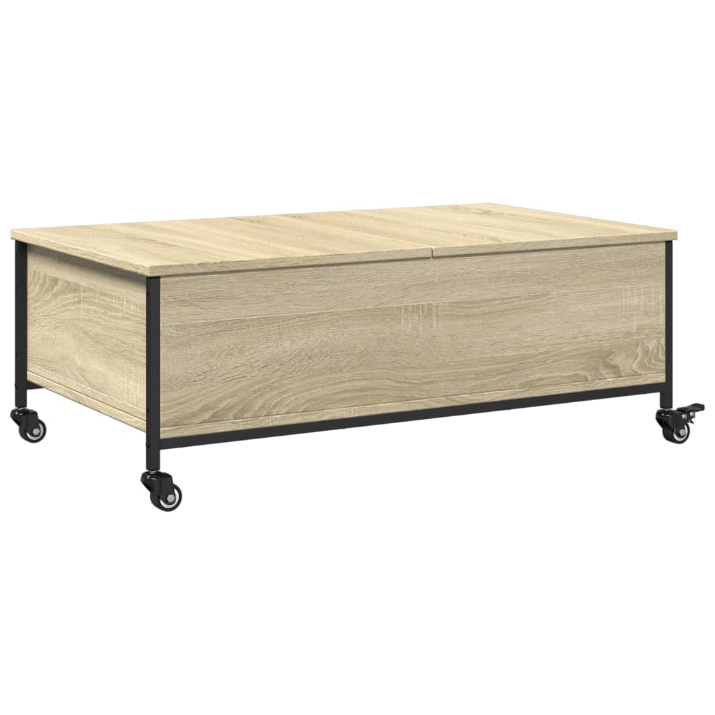 Coffee Table with Wheels Sonoma Oak 91x55x34 cm Engineered Wood