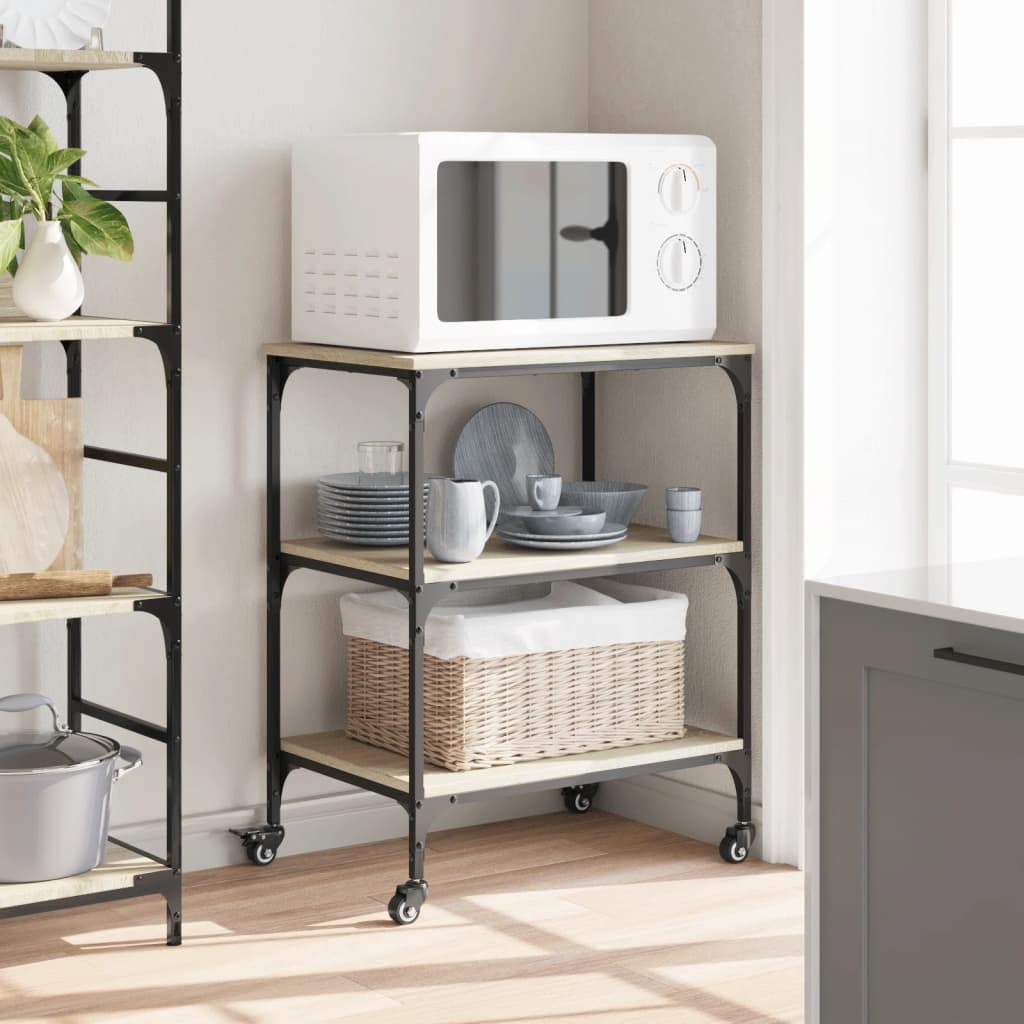 vidaXL Kitchen Trolley Sonoma Oak 60x41x76 cm Engineered Wood