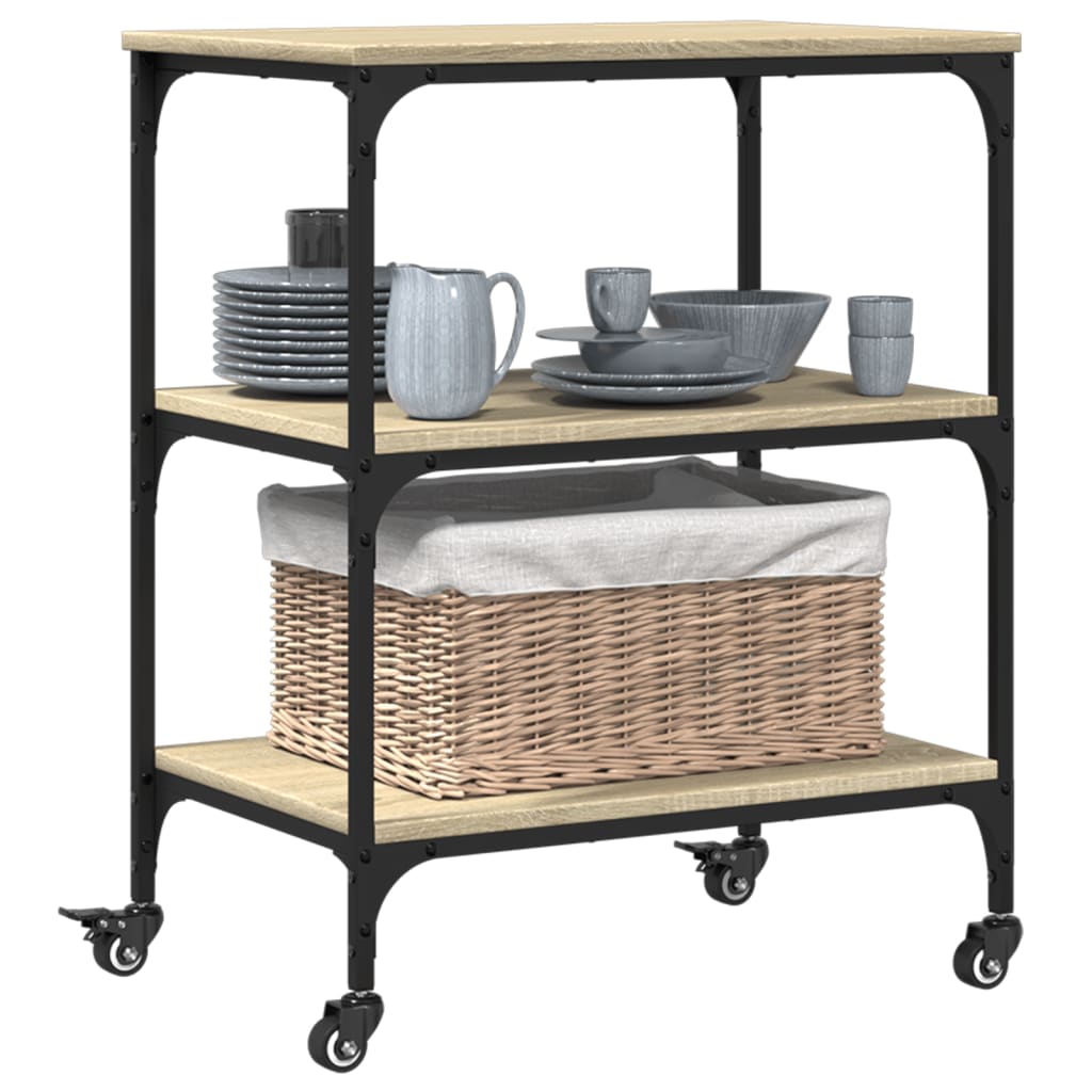 vidaXL Kitchen Trolley Sonoma Oak 60x41x76 cm Engineered Wood