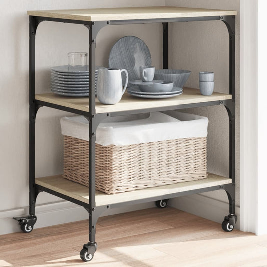 vidaXL Kitchen Trolley Sonoma Oak 60x41x76 cm Engineered Wood