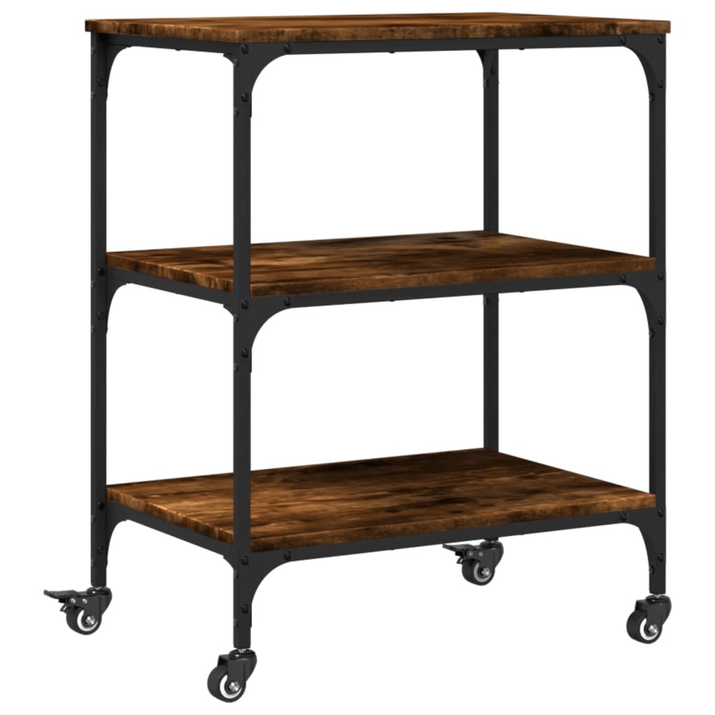 vidaXL Kitchen Trolley Smoked Oak 60x41x76 cm Engineered Wood