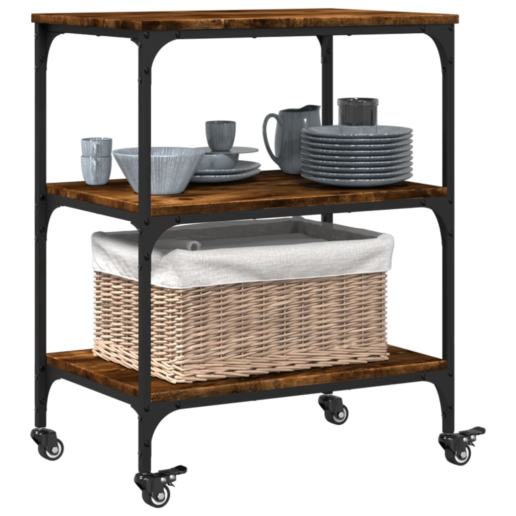 vidaXL Kitchen Trolley Smoked Oak 60x41x76 cm Engineered Wood