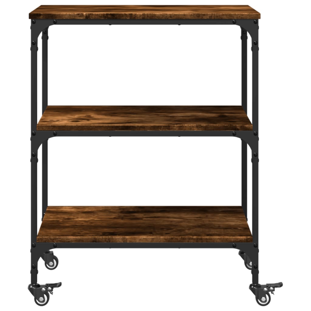 vidaXL Kitchen Trolley Smoked Oak 60x41x76 cm Engineered Wood