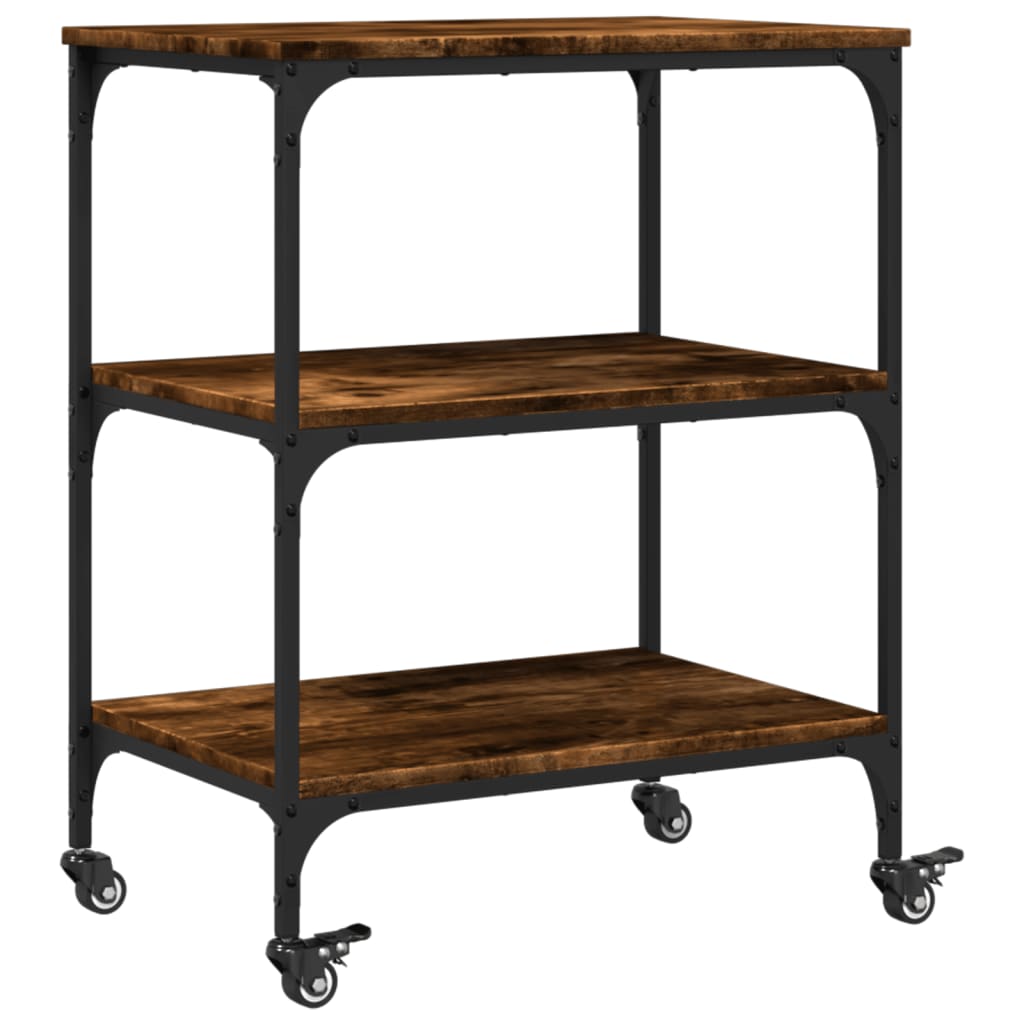 vidaXL Kitchen Trolley Smoked Oak 60x41x76 cm Engineered Wood