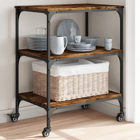 vidaXL Kitchen Trolley Smoked Oak 60x41x76 cm Engineered Wood