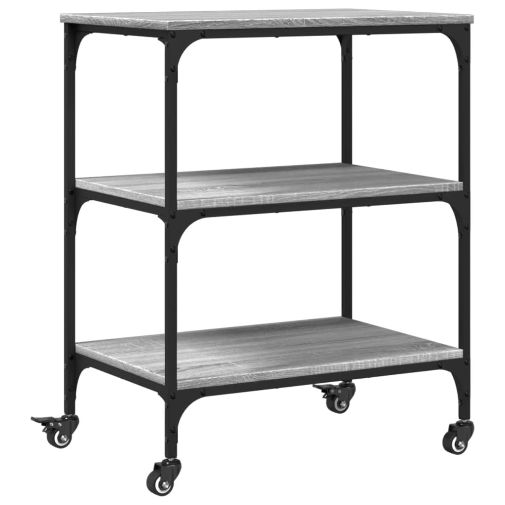 vidaXL Kitchen Trolley Grey Sonoma 60x41x76 cm Engineered Wood