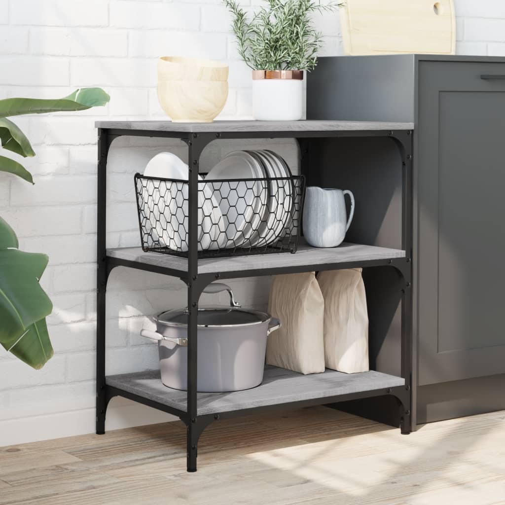 vidaXL Kitchen Trolley Grey Sonoma 60x41x76 cm Engineered Wood