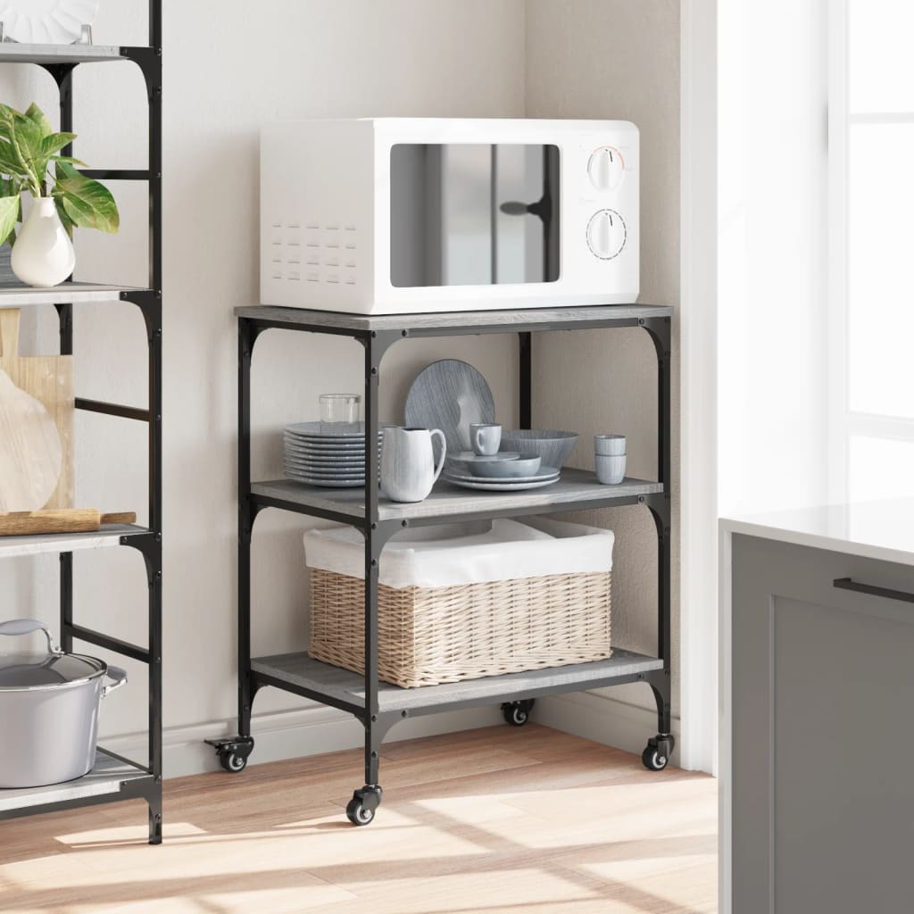 vidaXL Kitchen Trolley Grey Sonoma 60x41x76 cm Engineered Wood