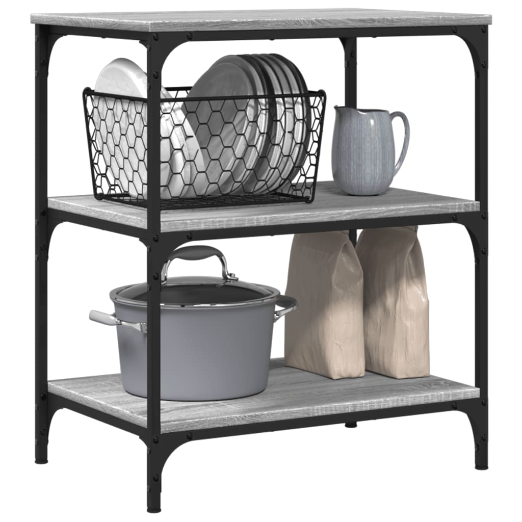 vidaXL Kitchen Trolley Grey Sonoma 60x41x76 cm Engineered Wood