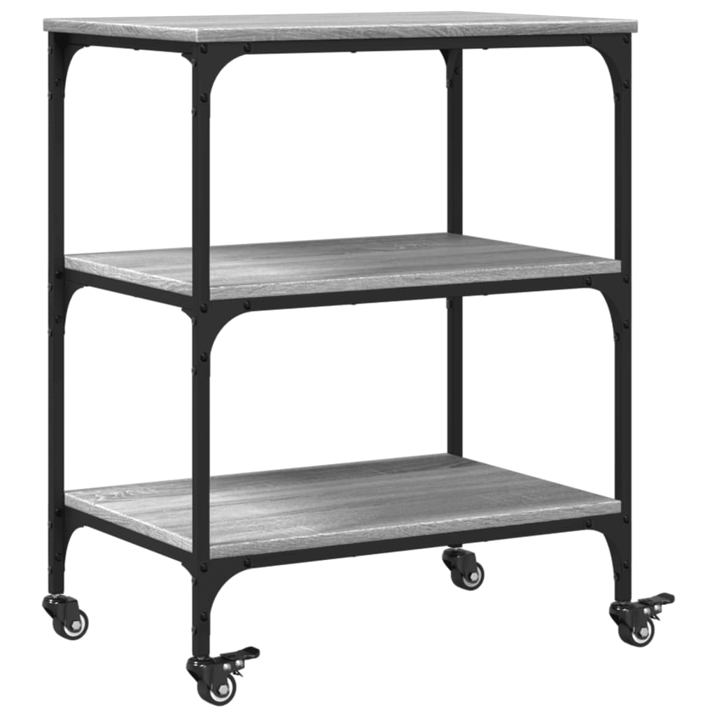 vidaXL Kitchen Trolley Grey Sonoma 60x41x76 cm Engineered Wood