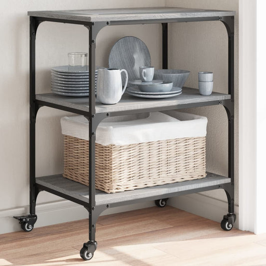 vidaXL Kitchen Trolley Grey Sonoma 60x41x76 cm Engineered Wood