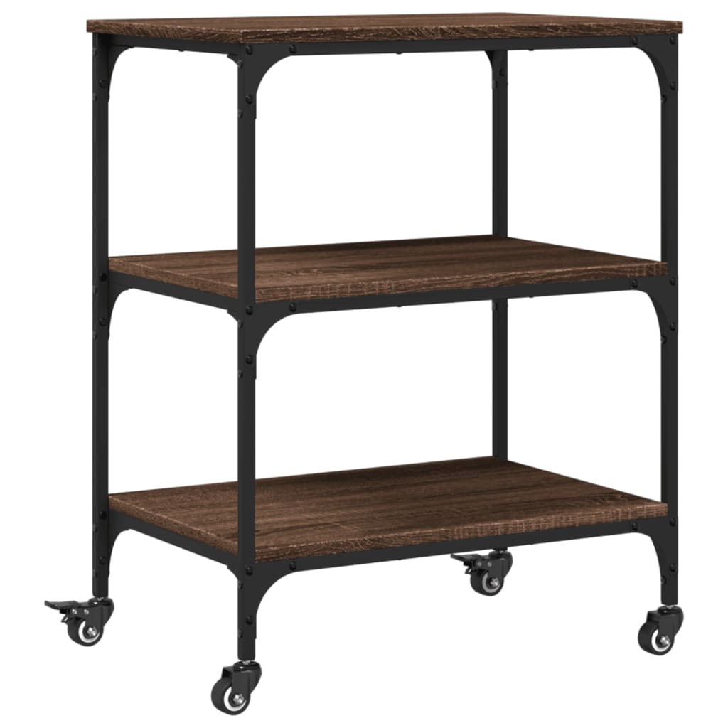 vidaXL Kitchen Trolley Brown Oak 60x41x76 cm Engineered Wood