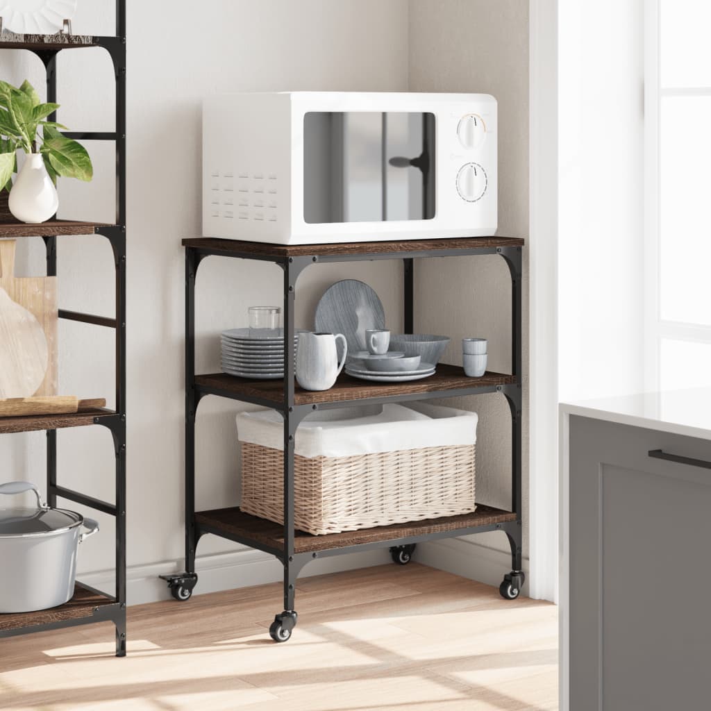 vidaXL Kitchen Trolley Brown Oak 60x41x76 cm Engineered Wood