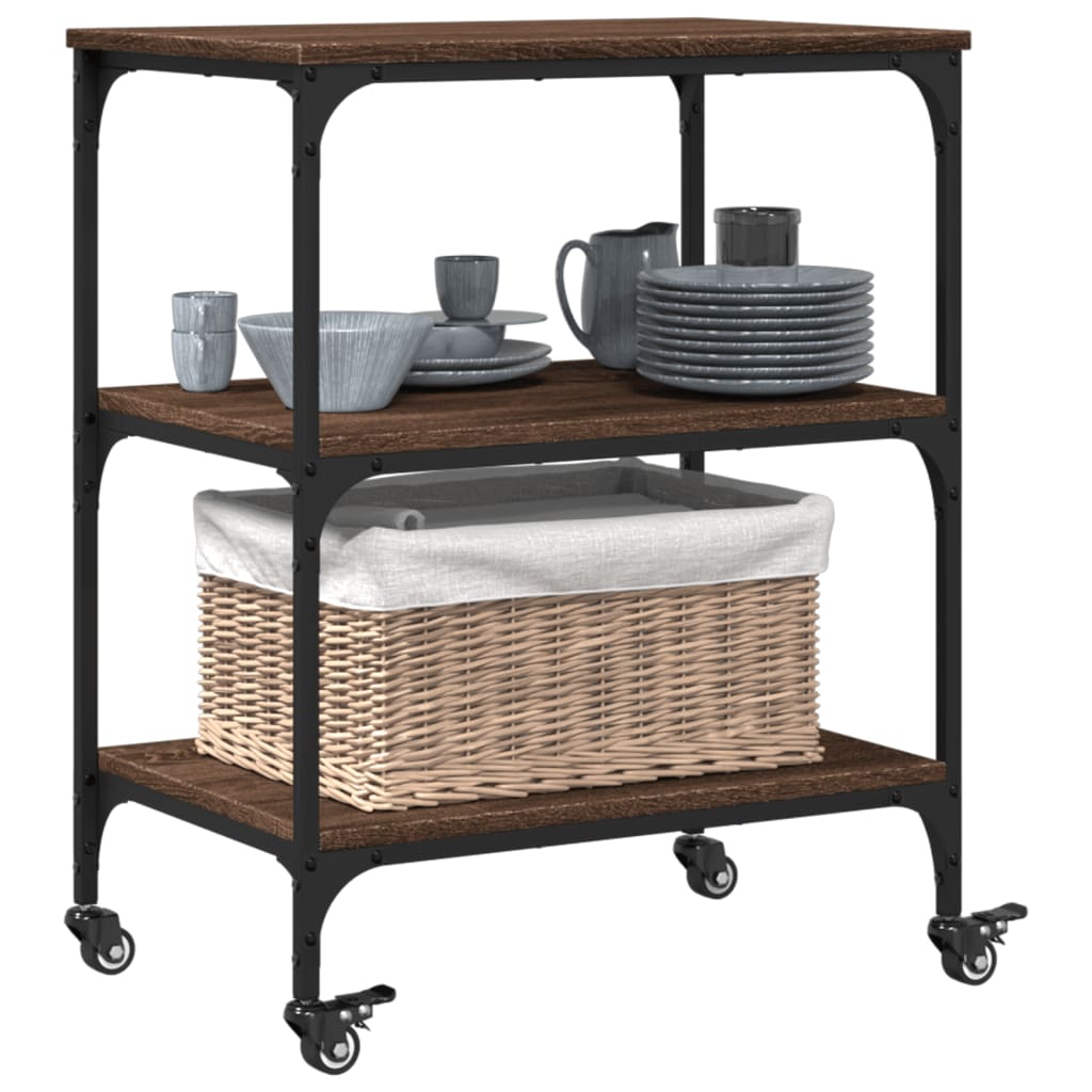 vidaXL Kitchen Trolley Brown Oak 60x41x76 cm Engineered Wood