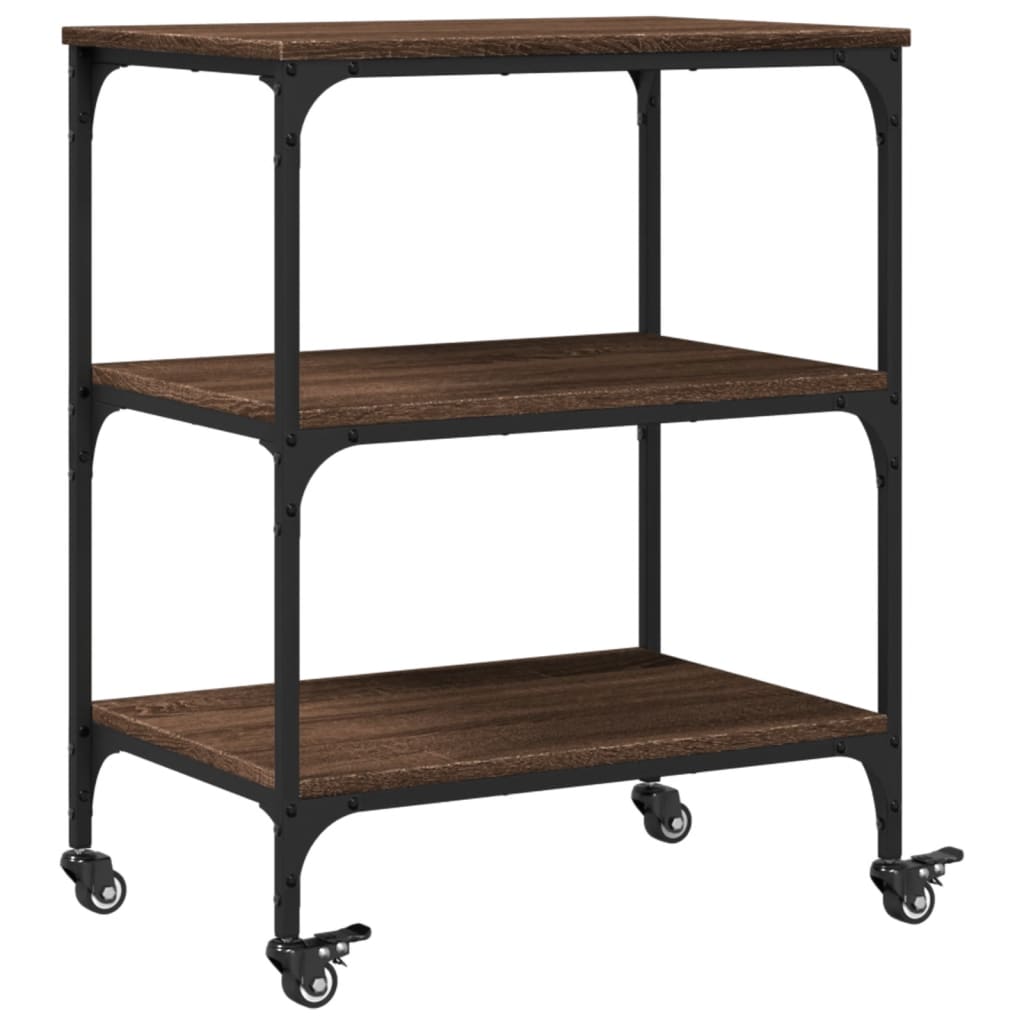 vidaXL Kitchen Trolley Brown Oak 60x41x76 cm Engineered Wood