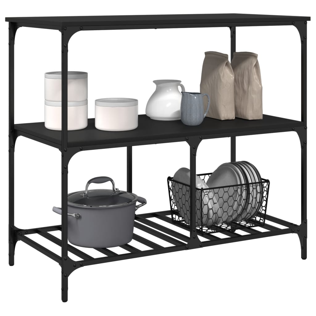 Kitchen Trolley Black 100x50x95 cm Engineered Wood
