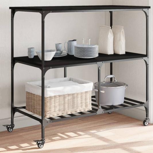 vidaXL Kitchen Trolley Black 100x50x95 cm Engineered Wood