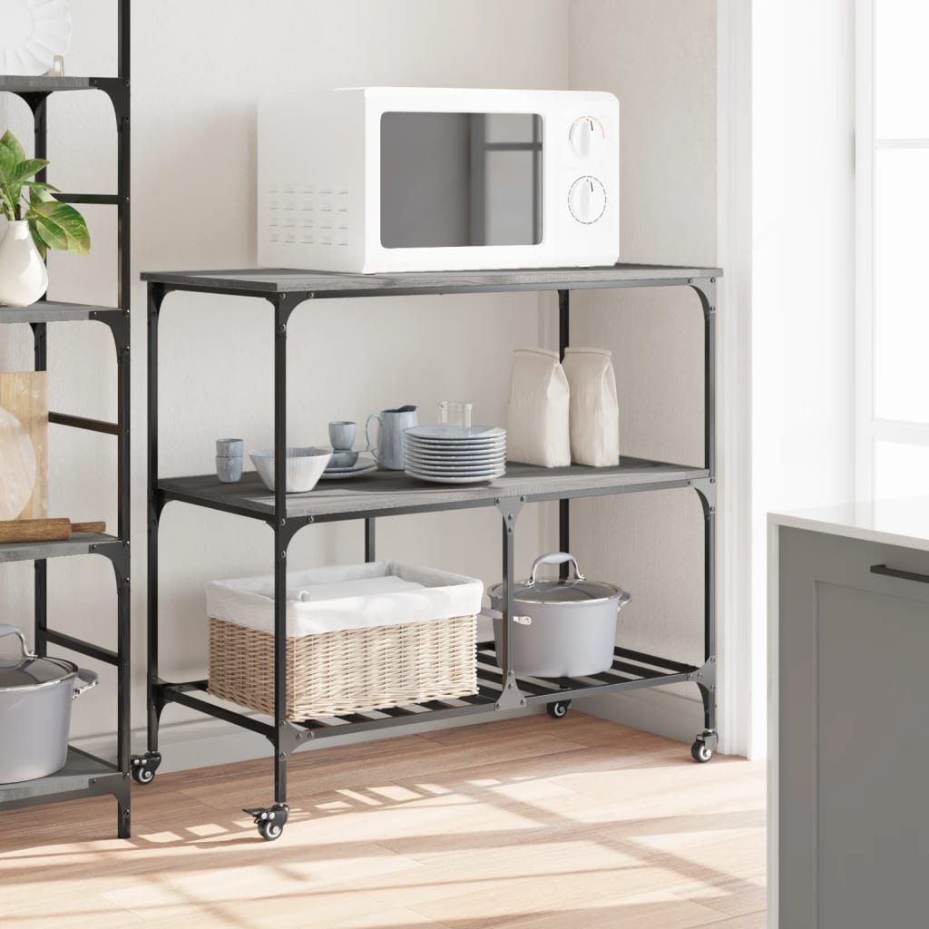 Kitchen Trolley Grey Sonoma 100x50x95 cm Engineered Wood