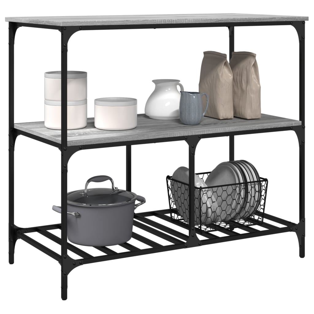 vidaXL Kitchen Trolley Grey Sonoma 100x50x95 cm Engineered Wood