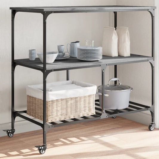 vidaXL Kitchen Trolley Grey Sonoma 100x50x95 cm Engineered Wood