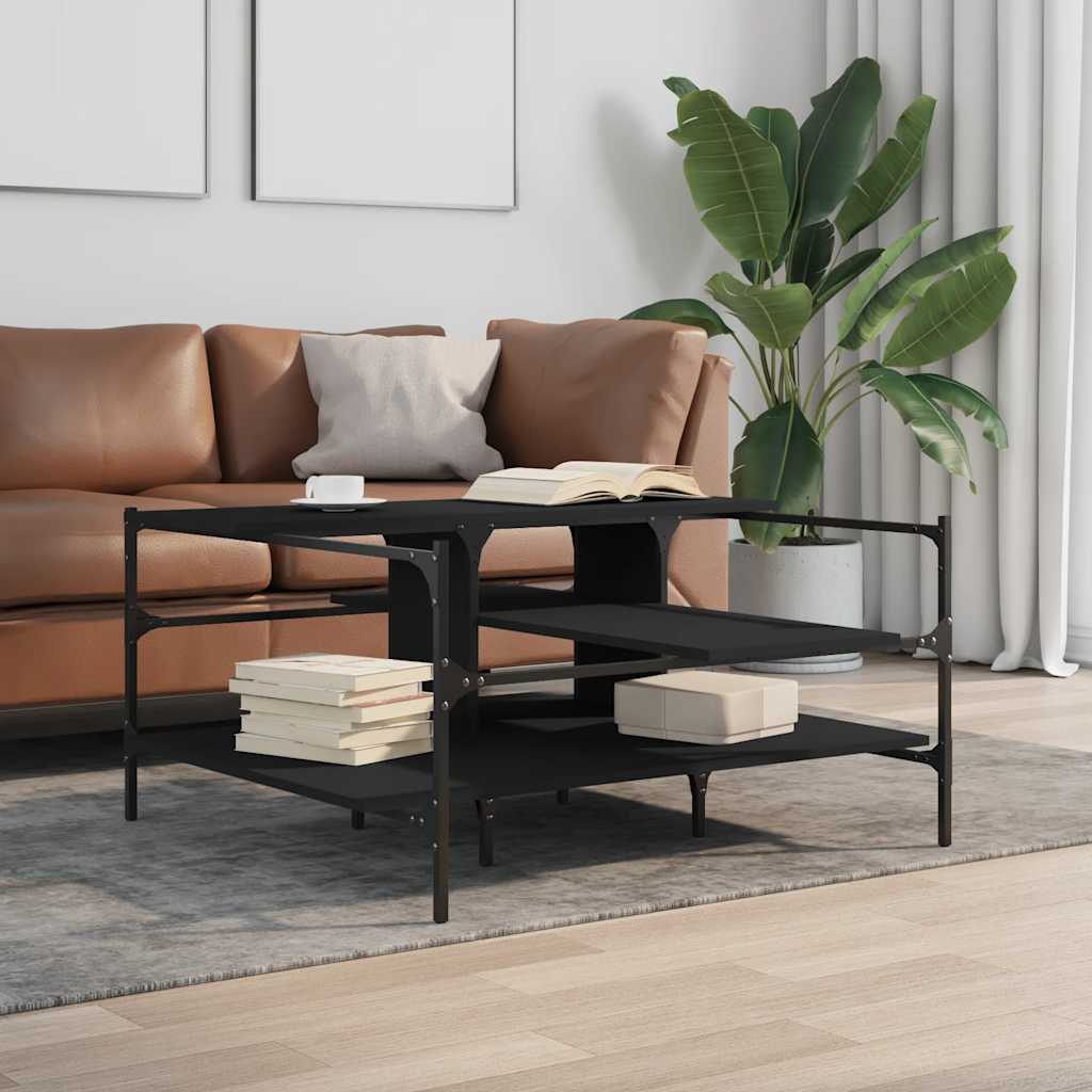 Coffee Table Black 100x100x48.5 cm Engineered Wood