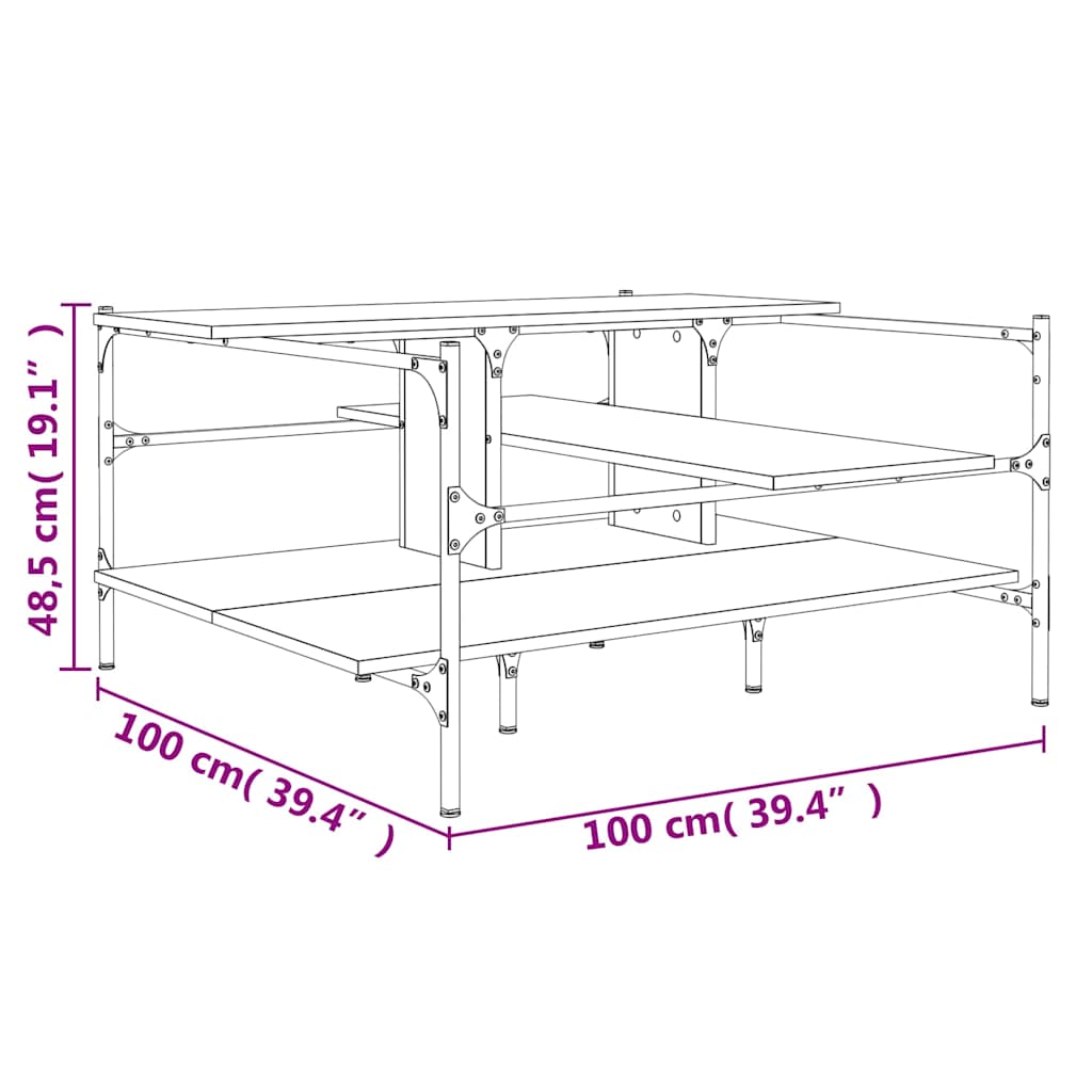 Coffee Table Black 100x100x48,5 cm Engineered Wood