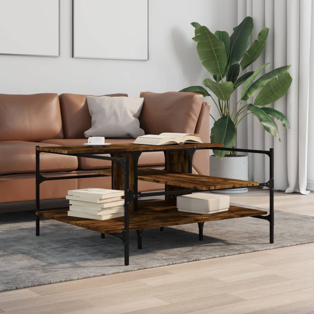 Coffee Table Smoked Oak 100x100x48,5 cm Engineered Wood