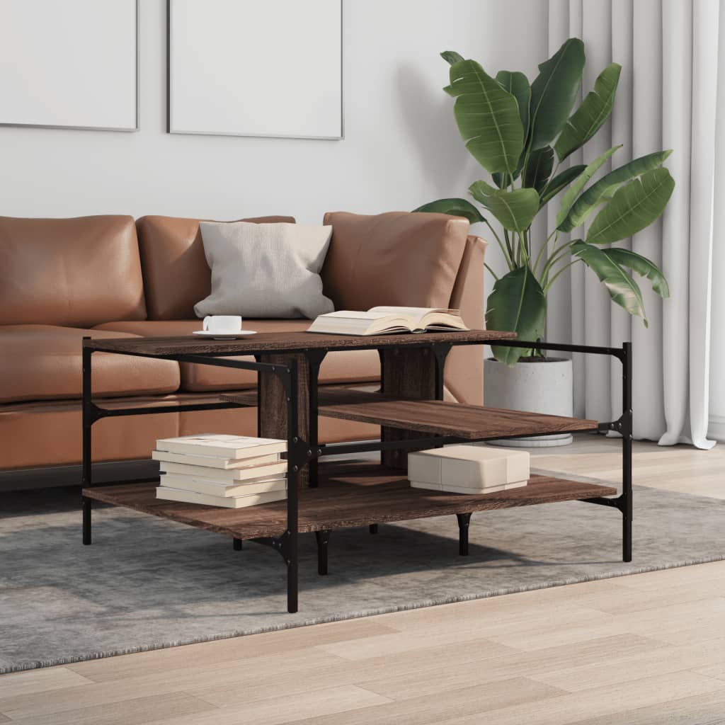 Coffee Table Brown Oak 100x100x48,5 cm Engineered Wood