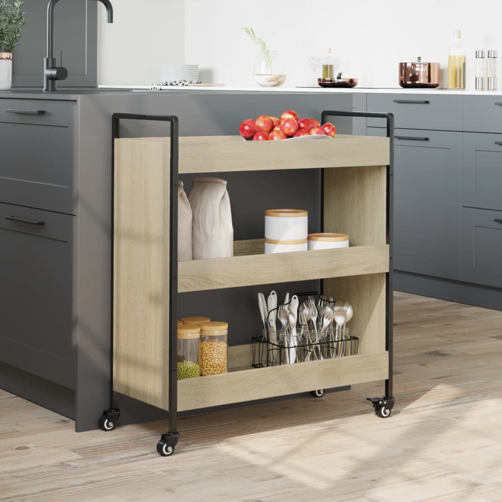 vidaXL Kitchen Trolley Sonoma Oak 70x30x82 cm Engineered Wood