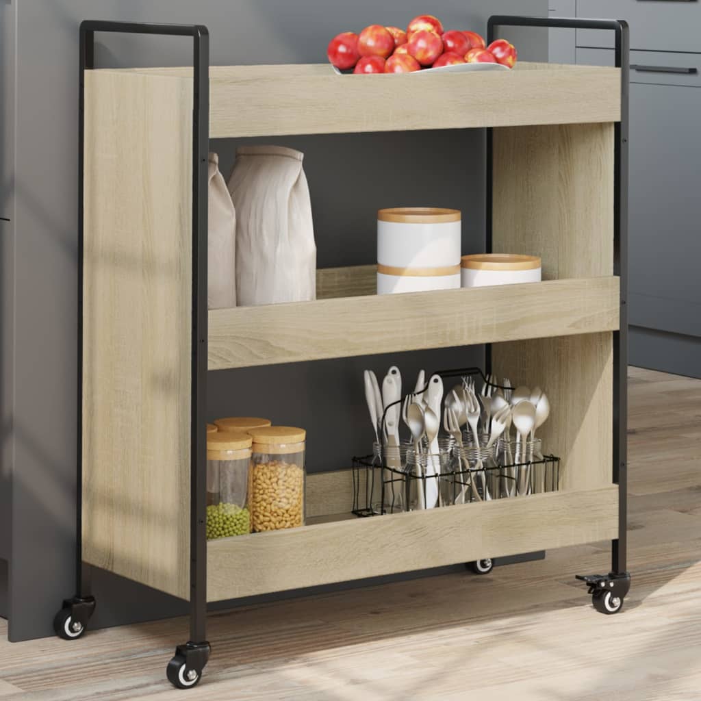 vidaXL Kitchen Trolley Sonoma Oak 70x30x82 cm Engineered Wood