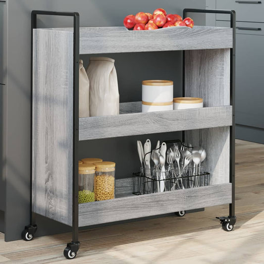 vidaXL Kitchen Trolley Grey Sonoma 70x30x82 cm Engineered Wood