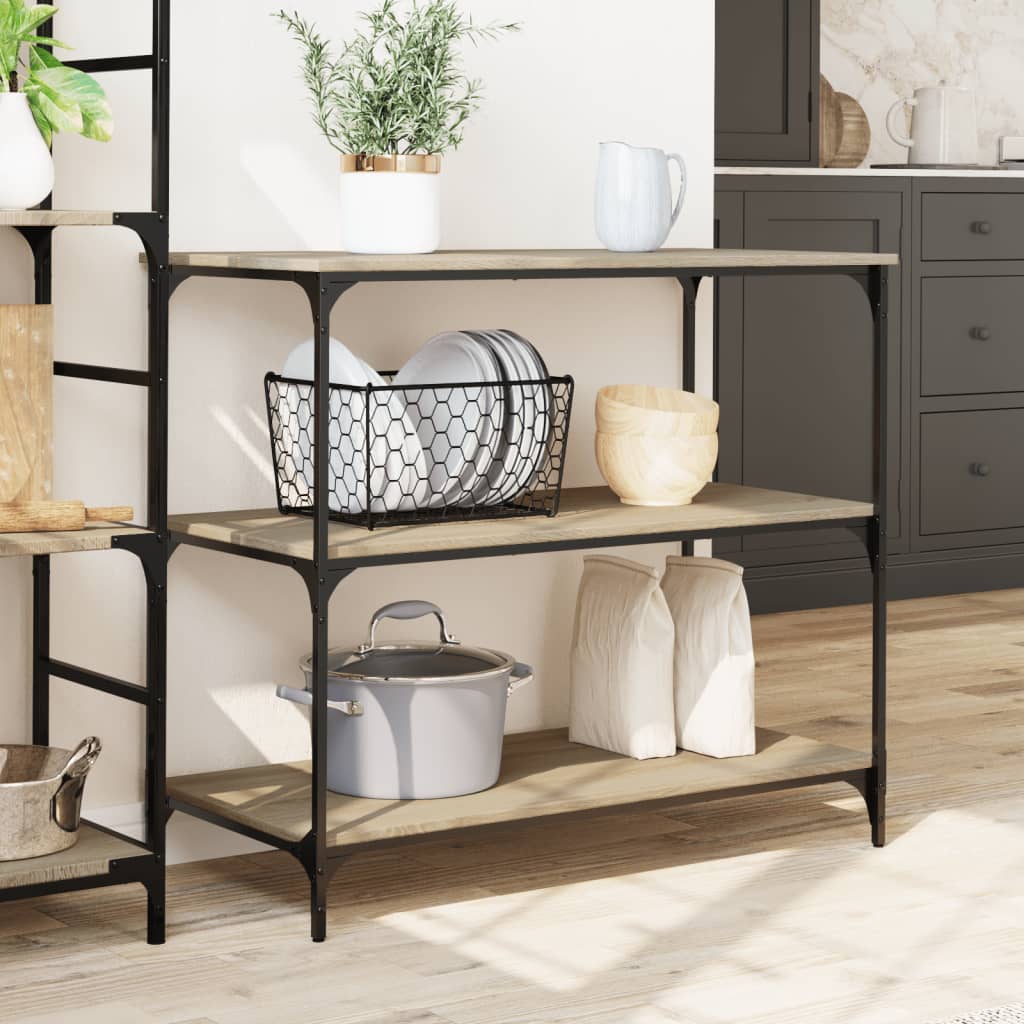 vidaXL Kitchen Trolley Sonoma Oak 102x50x95 cm Engineered Wood