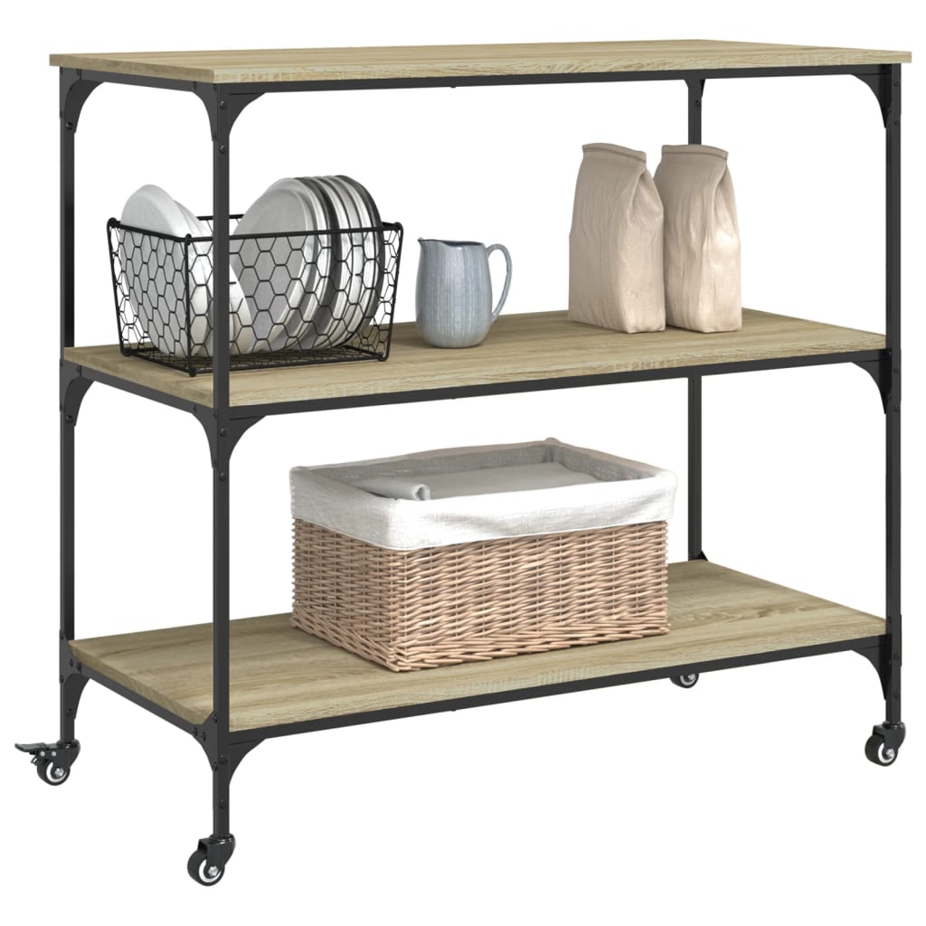 vidaXL Kitchen Trolley Sonoma Oak 102x50x95 cm Engineered Wood