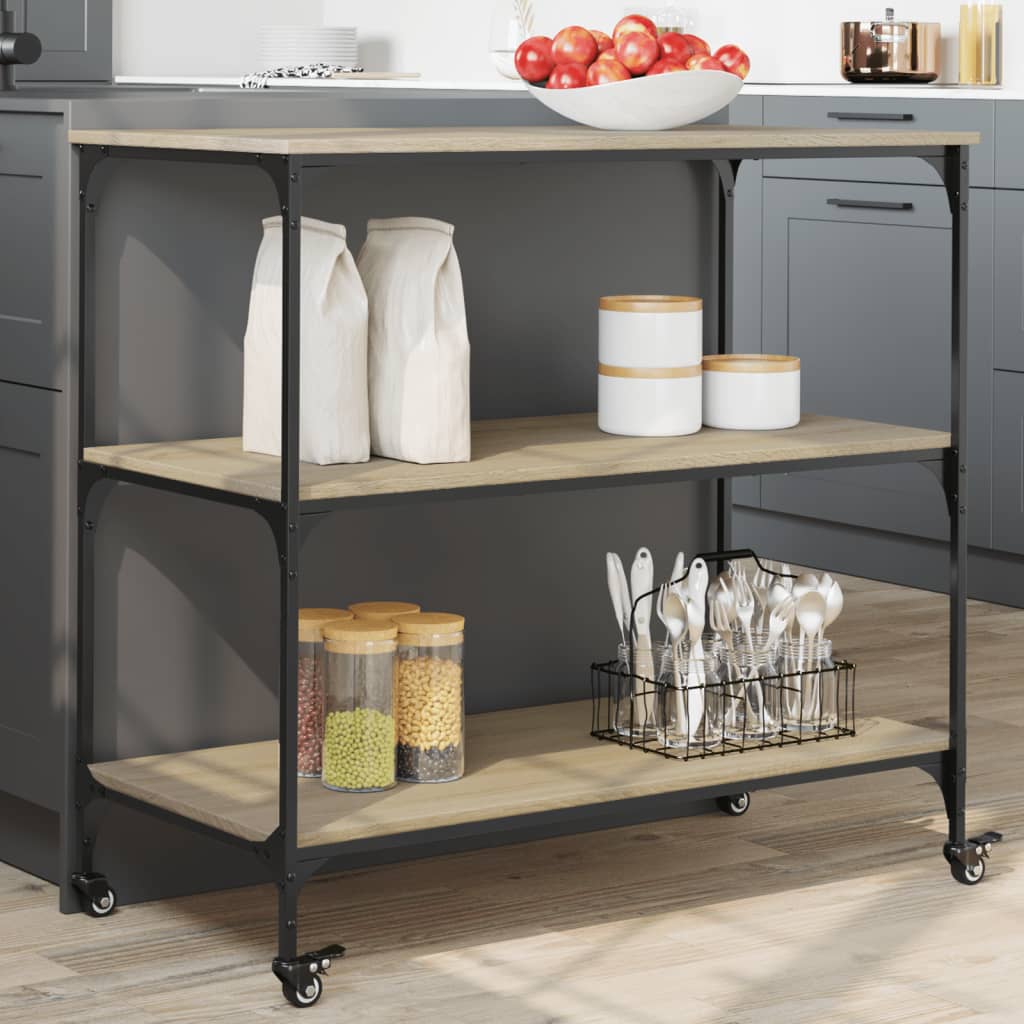 vidaXL Kitchen Trolley Sonoma Oak 102x50x95 cm Engineered Wood